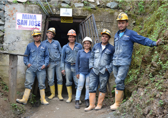 Miners at the Iquira mine in Colombia