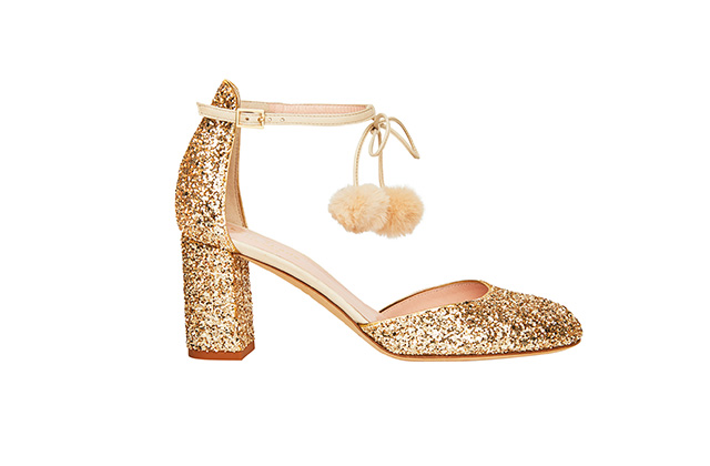 Glitter and pom pom heels, Kate Spade