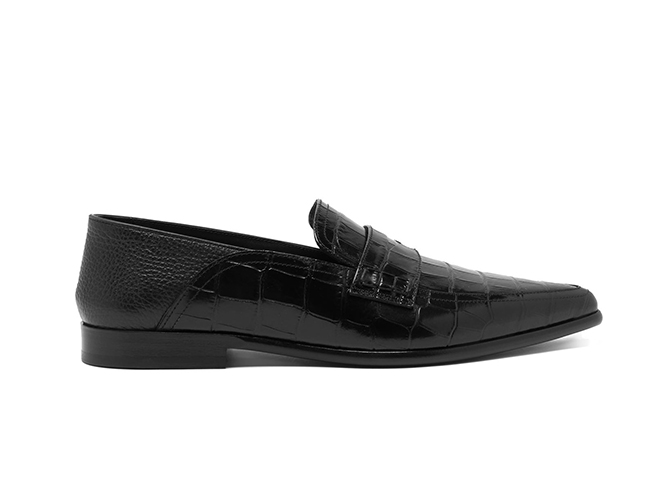 Loewe Collapsible-heel crocodile-effect leather loafers