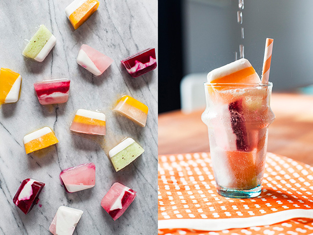 fruity striped ice cubes