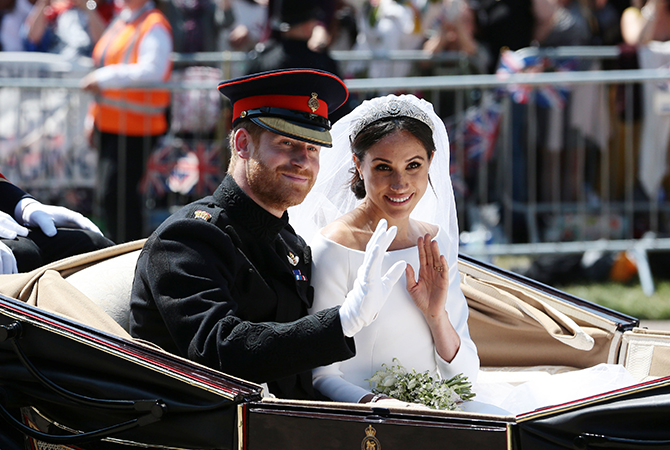 Prince Harry, Duke of Sussex and Meghan, Duchess of Sussex, on carriage