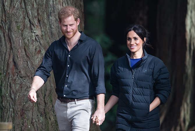 Prince Harry, Duke of Sussex and Meghan, Duchess of Sussex visit Redwoods Tree Walk, New Zealand
