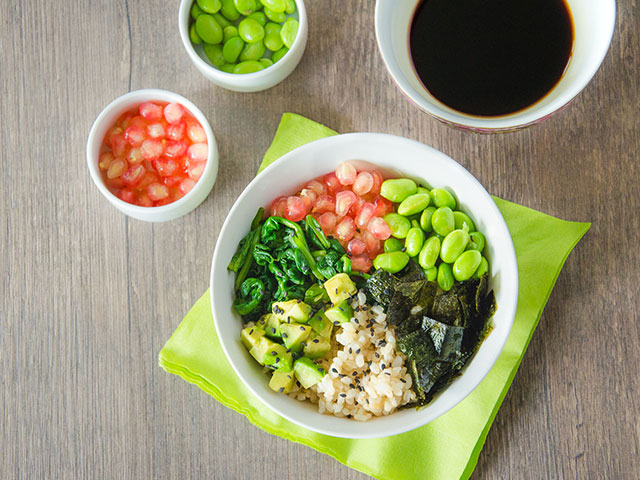 raisin the roof brown rice sushi bowl