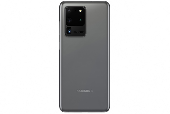 Samsung Galaxy S20 Ultra in grey back view