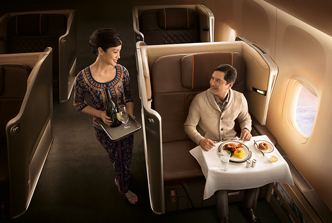 Singapore Airlines First class dining male