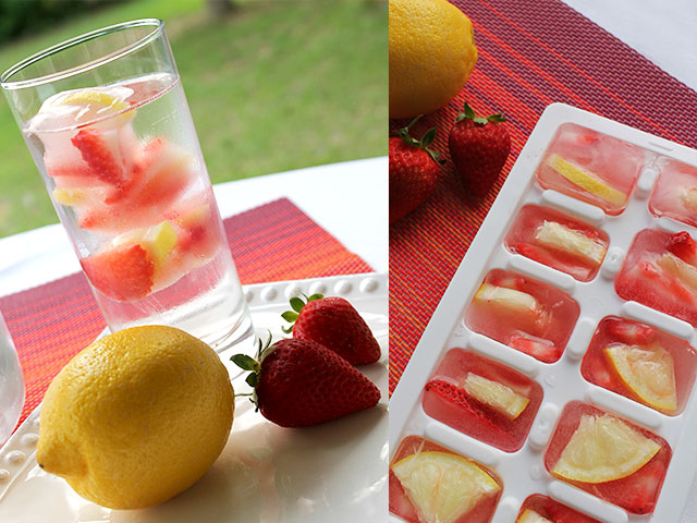 strawberry lemon ice cubes